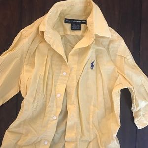 Yellow and white mini gingham short sleeve shirt